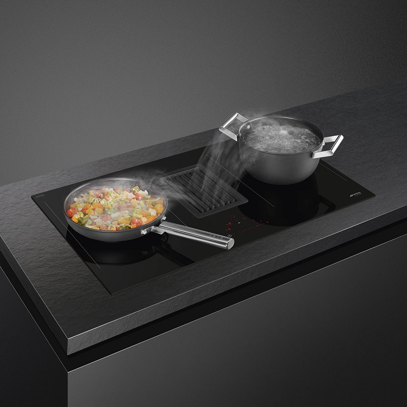 SMEG HOBD482D Induction hob with integrated hood, 80 cm, Universale Aesthetic (Black)